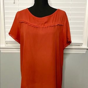 Loft Ruffle T Shirt Orange Sz XL